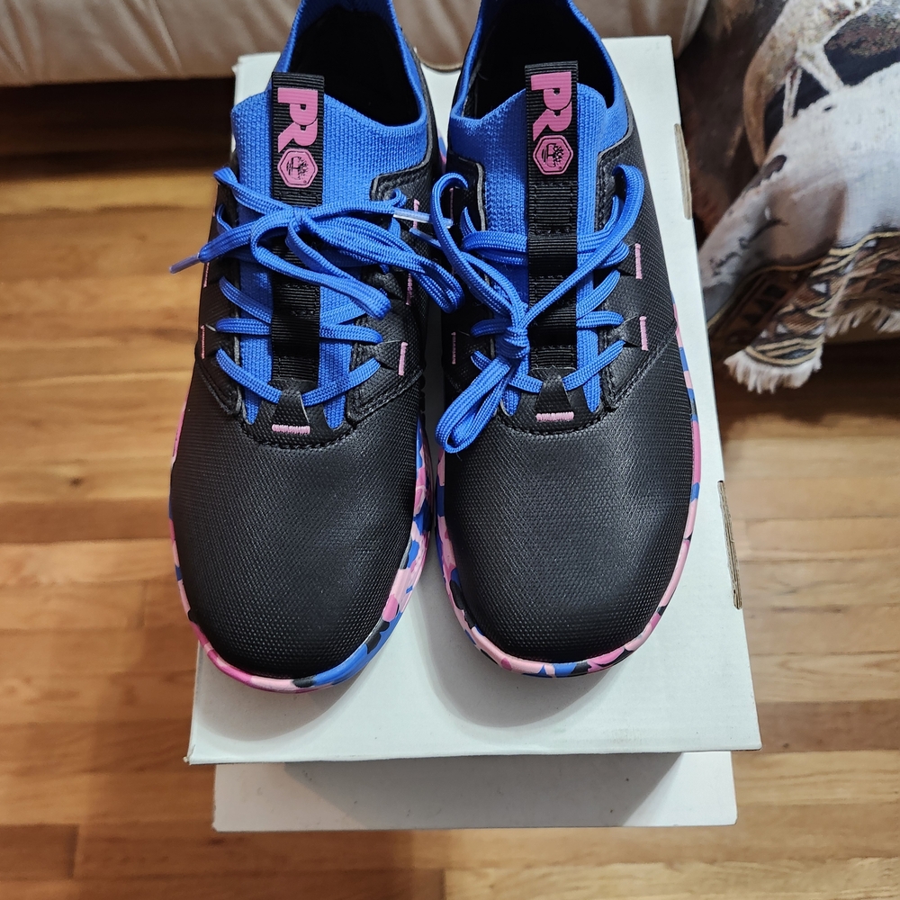 Timberland Womens Black and Blue Sneakers with Pink Accents